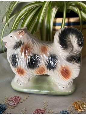 Vintage Collie Dog Figurine Hand-Painted Ceramic Brazil 1960s-70s Sheltie